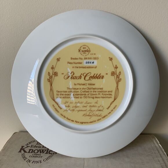 Knowles Peach Cobbler Collector Plate Old-Fashioned Favorites #3 Michael J Weber - Picture 3 of 12